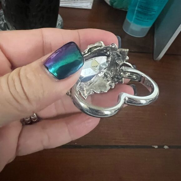 RARE! VTG Y2K? AVON *Floral* Butterfly Double 2 finger Ring M 7/8 - Picture 10 of 12